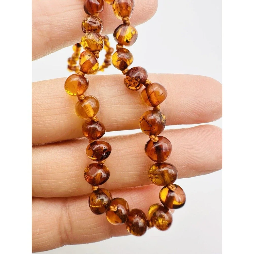 Natural Baltic Amber Bead Kids Necklace 12.5”